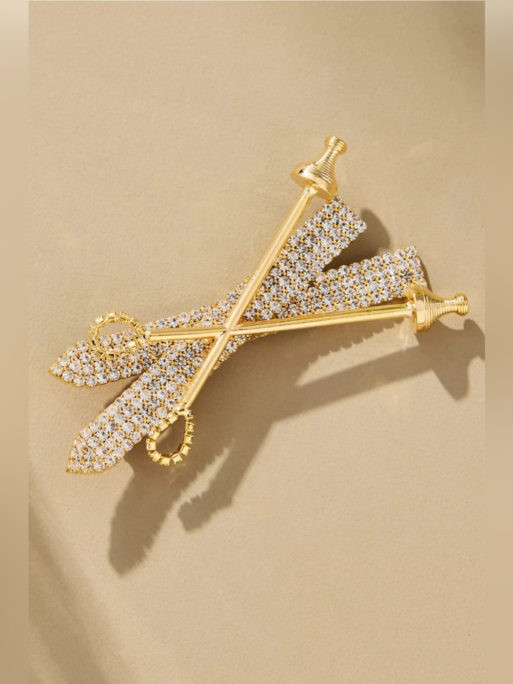 NWT Anthropologie Sports Icon Brooch, Theme Ski, Gold